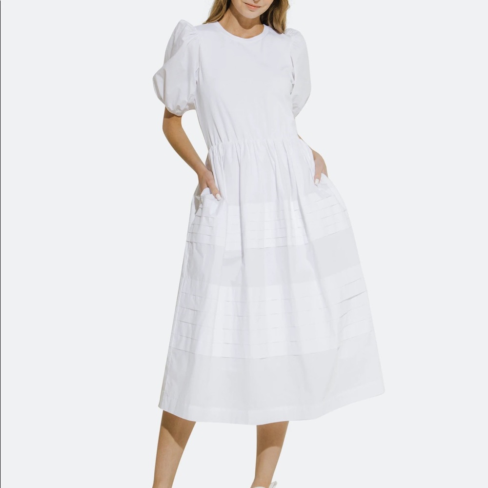 English Factory Pleated Midi Dress, Size Small